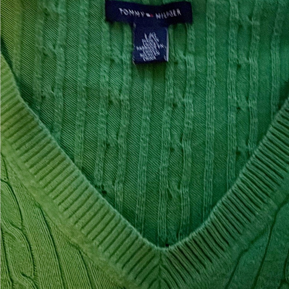 Tommy Hilfiger Green Knitted Fitted Sweater
